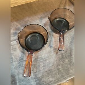 VIntage VISION Corning Ware Amber 1.5 Pot Teflon Bottom X2